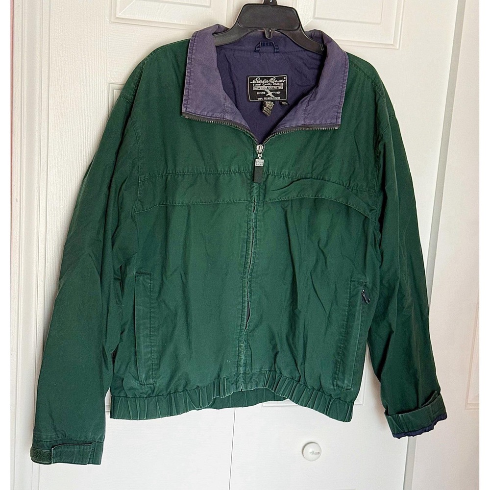 Eddie Bauer Vintage 90s Bomber Jacket With Navy Blue Collar. Size M